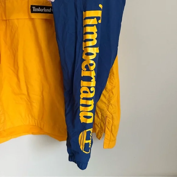Timberland Windbreaker Anorak Blue Yellow Water Repellent XL pullover - Picture 3 of 8